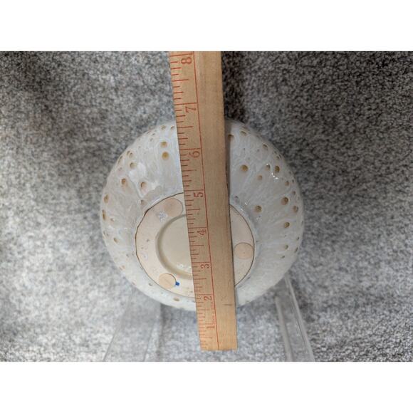 Vintage MCM pottery Vase Textured Cream Tan Pottery Lava Glaze Ceramic Brutalist - Picture 10 of 10